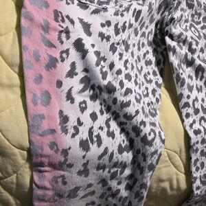 Current/Elliott Gray and Pink Leopard Skinny Jeans